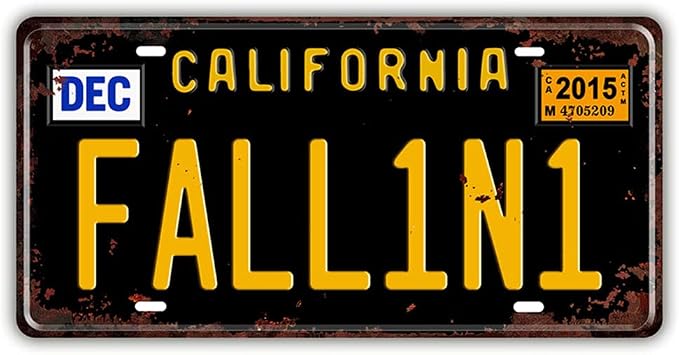 Replica License Plate, FALL1N1 from Lucifer, Embossed Novelty Metal Number Tags, Prop Car Registration Plates, 12x6 Inch