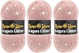 Rome Yarn Angora Glitter Yarn | Fil Angora Pailleté | Fil Scintillant pour Tricot et Crochet (3 Pelotes, 161 Poudre)