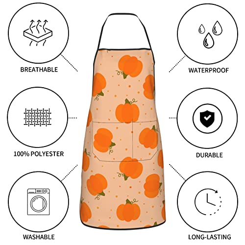 Senheol Cute Pumpkin Pattern Halloween Pumpkin Aprons Kitchen Chef Waterproof Adjustable Funny Apron For Bbq With Pockets For Men Women #TOP6