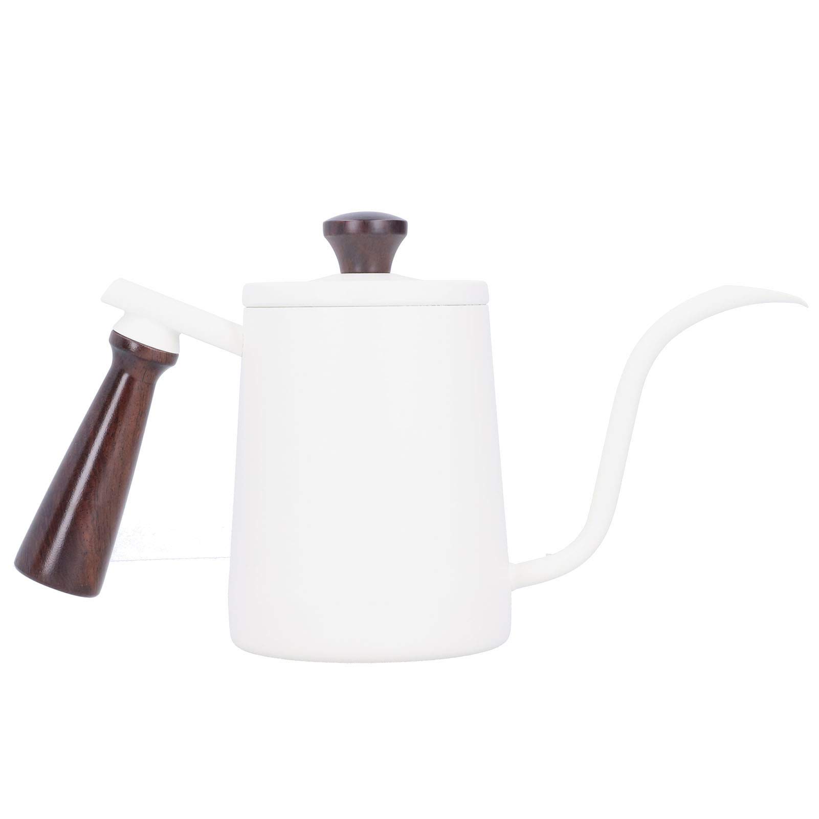 Caleta de cuello de cementerio de acero inoxidable | 304 Grado alimentario con mango de madera | Hervidor de café portátil para verter/goteo de café | Control preciso de flujo (700ml)