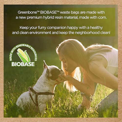 Image of Greenbone BioBase Pet Waste Bags- 10 Rolls (120 Refills) 13 Inch x 9 Inch - Odor and Leak Proof