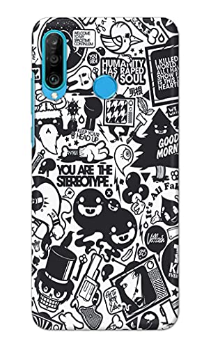 Image of Printed Hard Back Cover Case for Huawei P30 Lite | Huawei Nova 4e Back Cover (Mixed Cartoon) -702
