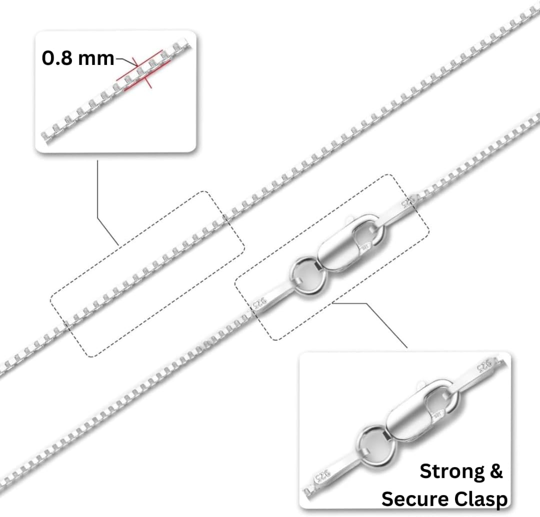 925 Sterling Silver & 14K Gold over Silver 1.0mm and 0.8mm Box Chain Necklace Strong Necklace for Women Available in 7 Lenghts - Image 2
