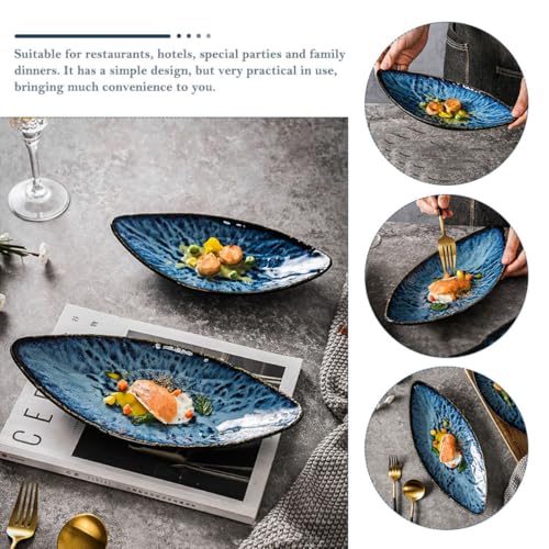 Plato de Cerámica Rectangular para Sushi Azul miniatura 3