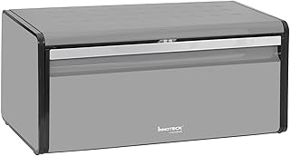 Innoteck Essentials Grey Bread Bin with Magnetically Sealed Lid - Bread Storage box for Kitchen Counter - Large Capacity Bread Bin with Front Opening & Space-Saving Design - 40cm x 20cm x 18 cm