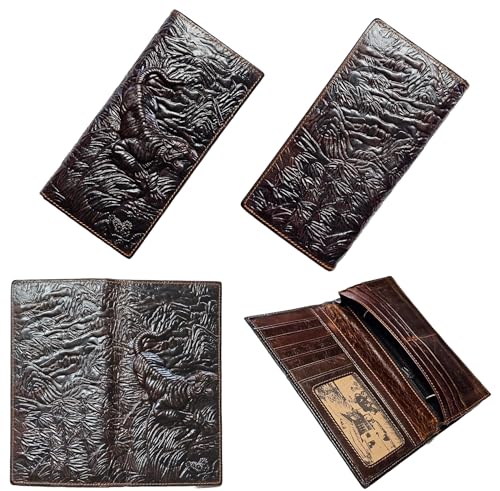 Portefeuille long homme cuir véritable vintage le cadeau idéal rétro