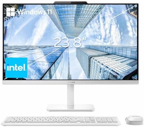 Lenovo 24" FHD All-in-One Desktop Computer for Home & Office, Intel Processor, 16GB RAM, 256GB PCIe SSD, HDMI, Bluetooth 5.2, Business AIO, Vent-Hear, Wireless KB & Mouse, Win 11