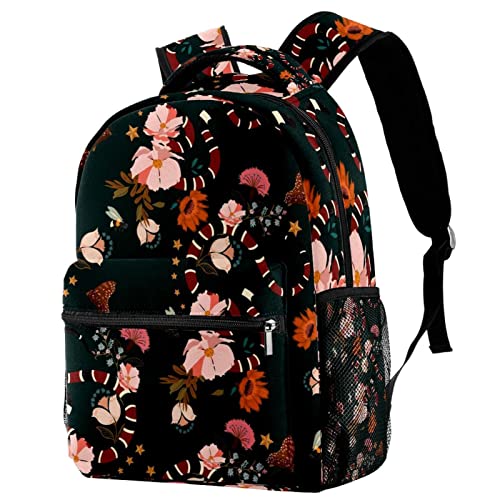 Sac à dos imprimé serpent et fleurs stylé pour le quotidien