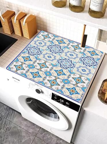 Image of Homecloud Washing Machine Mats for Top of Washer, Washing Machine Protective Mats, Dish Drying Mat, Non-slip Waterproof Washer Dryer Dust Cover Mat for Laundry & Kitchen (60cm x 60cm) (Royal Blue)