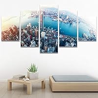SIGNWIN 5 Panel Canvas Wall Art Modern Art Aerial Expressive Global Landscape Mountain Multicolor Photography for Home Decorations Ready to Hang - 60