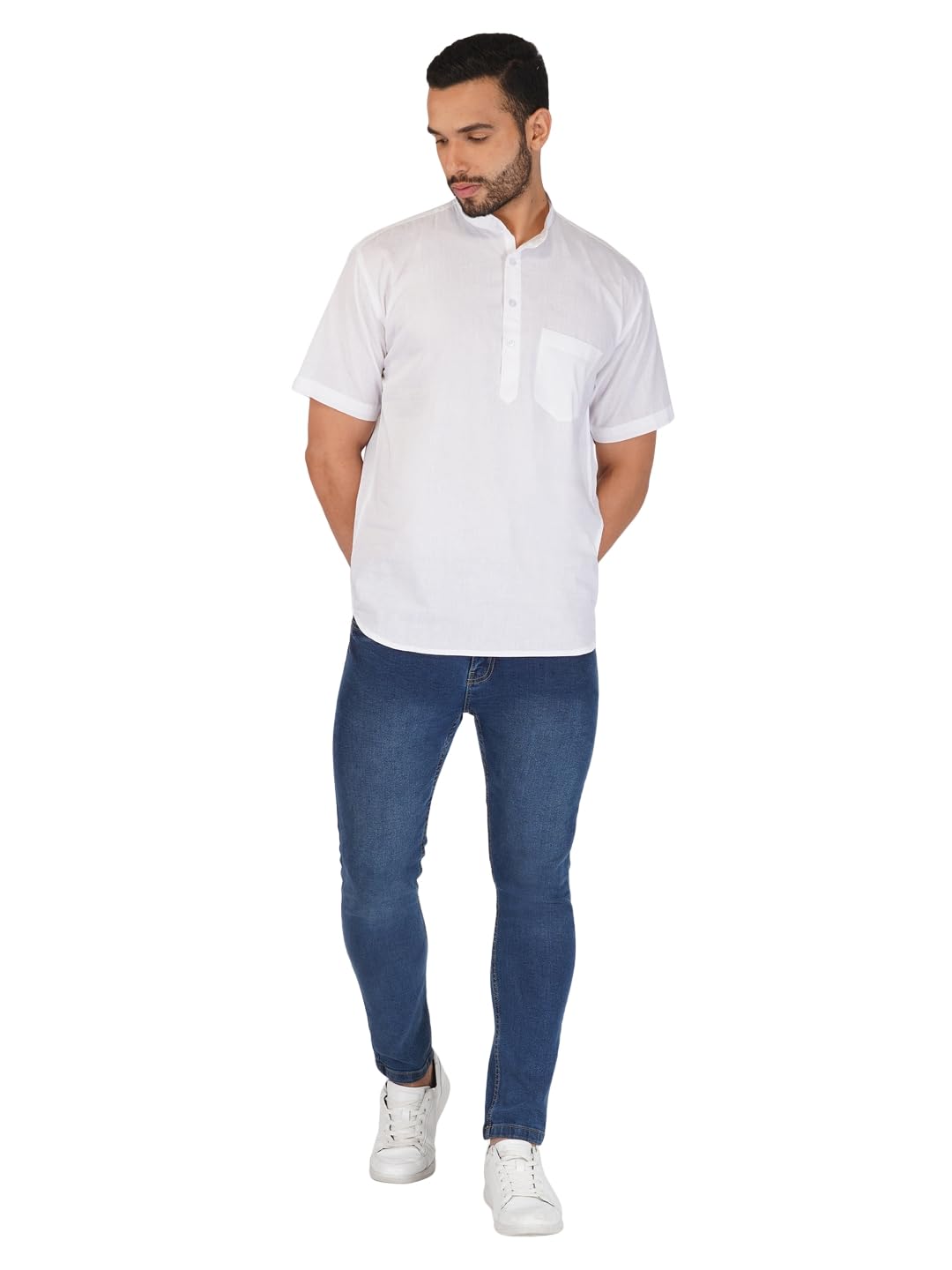 Cotton Casual and Traditional Men's Short Kurta Half Sleeves