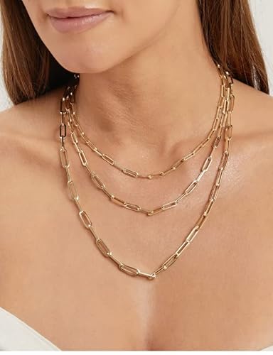 Nometo 18K Gold Over Paperclip Link Curb Chain 3Mm Paperclip Chain Solid 925 Sterling Silver Clasp Paperclip Chain Gold Chain For Women 16/18/20/22/24/26/30 Inches(16) #TOP3