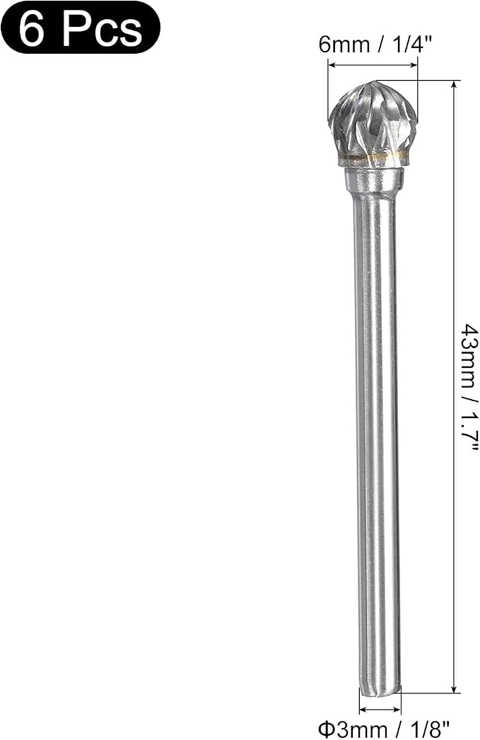 Fresas rotativas con carburo de tungsteno, 6 mm, 6 piezas miniatura 2