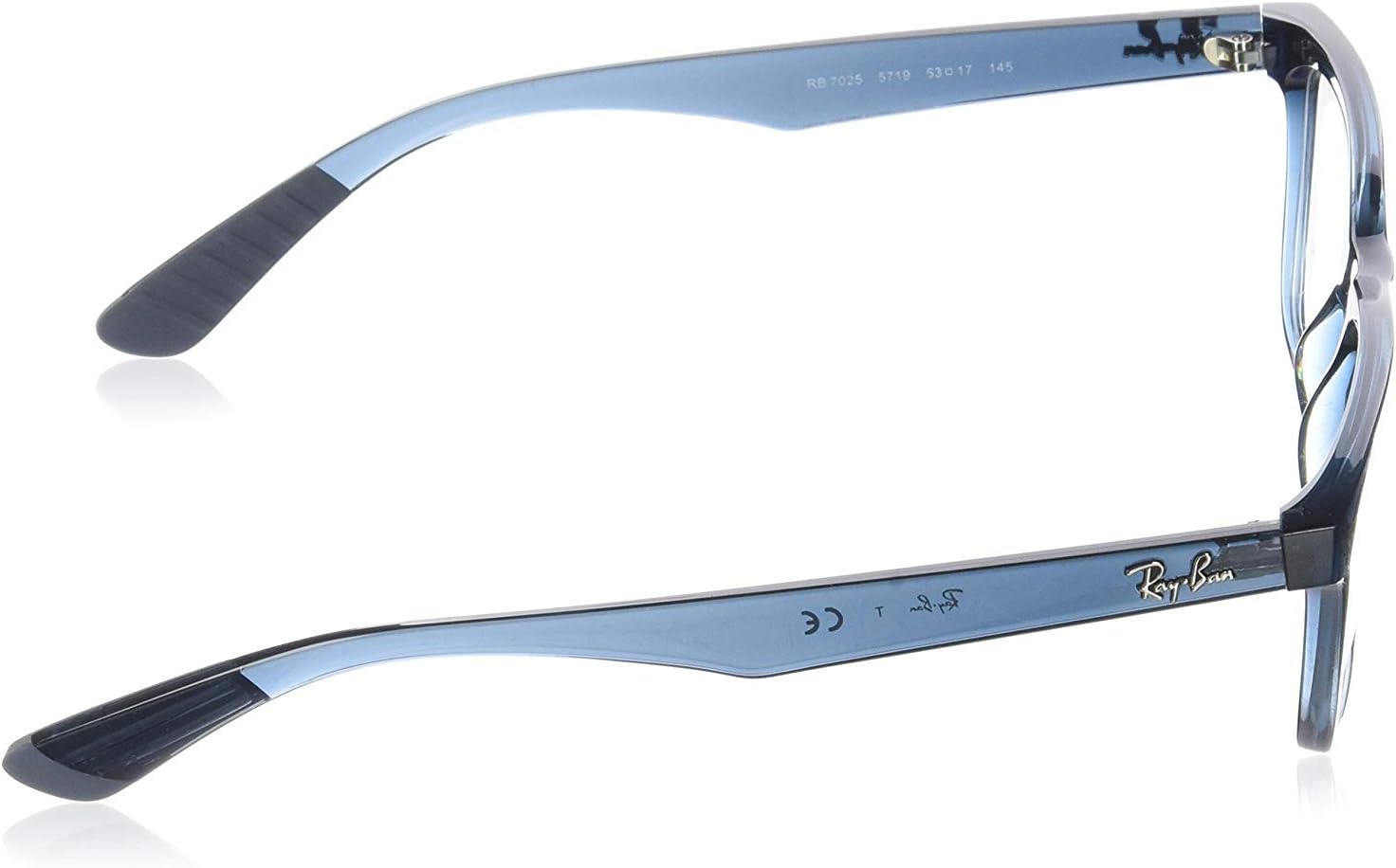 Ray-Ban Rx7025 Square Prescription Eyeglass Frames Transparent Grey Blue/Demo Lens 55 Millimeters image 3 of 5 B06XHLG6Y1