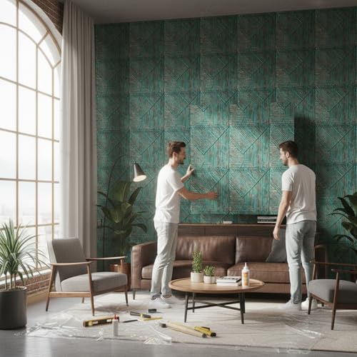 Image of Kayra Decor PVC for Wall Decor - Fluted Design Rustic Wood Color 19.7 inch x 19.7 inch (Pack of 40) - Covers 107.80 Sq. Ft.