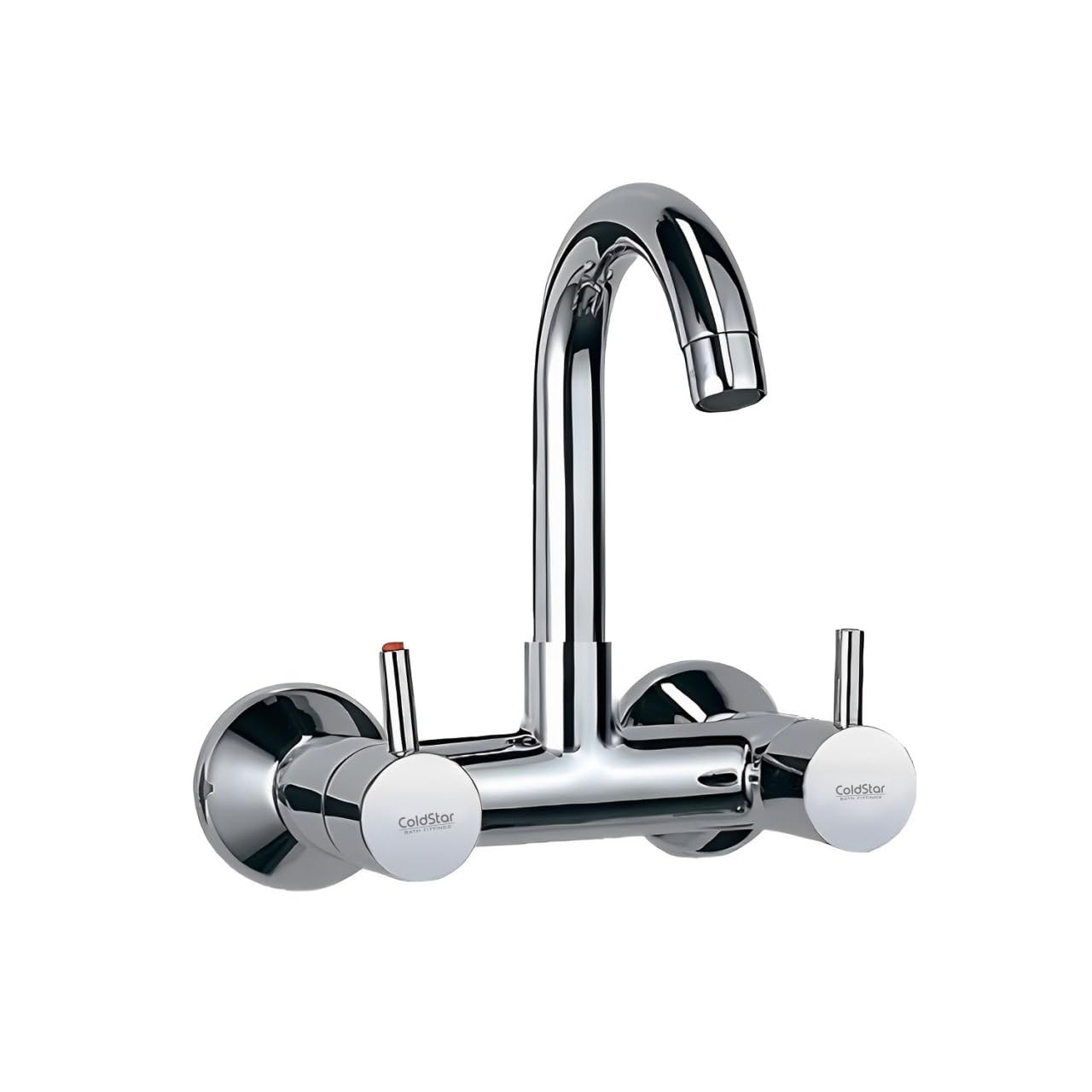 Cold Star® Florentine Double Lever Sink Mixture Brass Faucet/Tap with 360° Swivel Spout | Wall Mounted Crome Finished for Kitchen & Sink (B0D63B552H) Amazon Price History, Amazon Price Tracker
