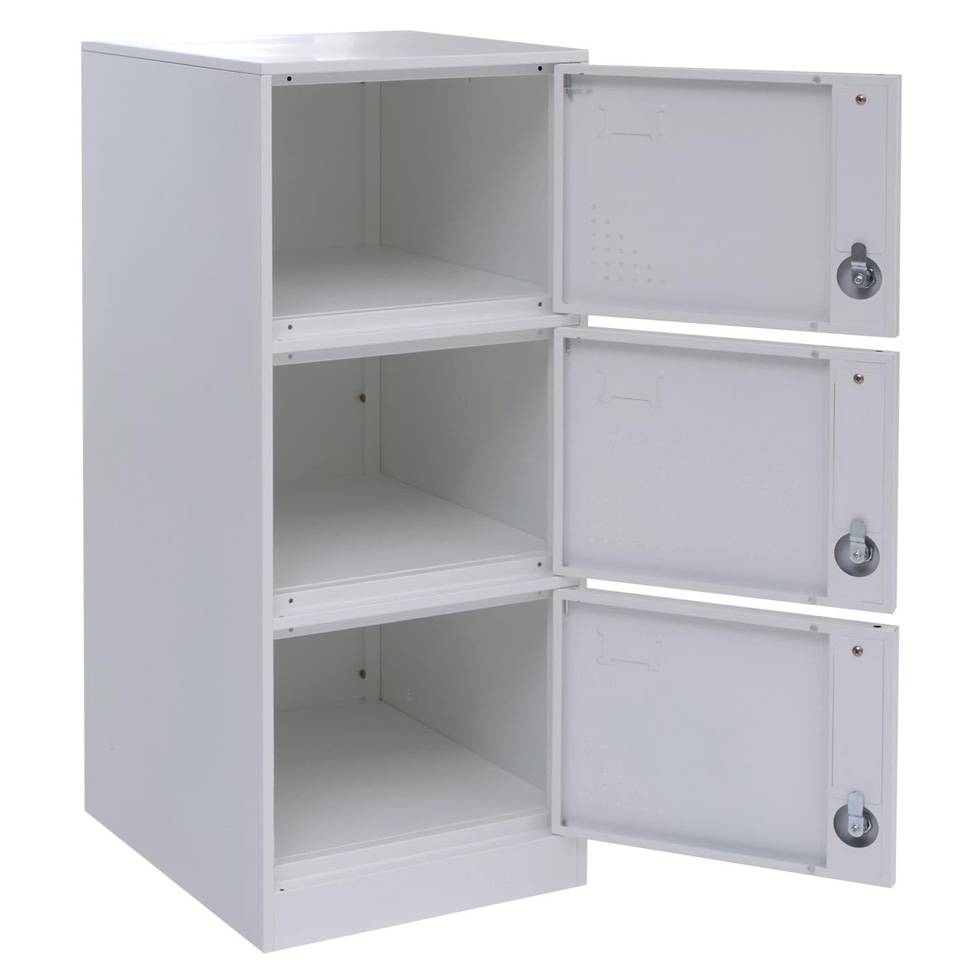 Mendler Spind HWC-P63AM, Schließfach Wertfachschrank Schließfachschrank 3 Türen, 90x38x45cm Stahl - weiß