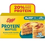 Eggo Protein Buttermilk Vanilla Waffles, Breakfast Food, Protein Snacks, 10 Waffles (Frozen)