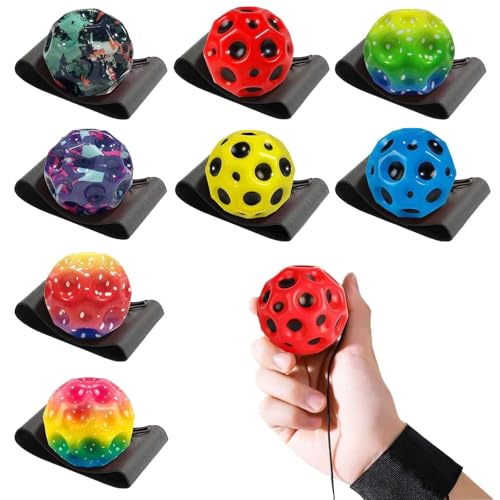 oooaooo 8 Stück Ball Mit Schnur Kinder, Bunt Bälle Bouncing...