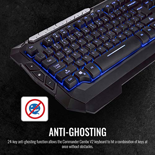 Image of Thermaltake Tt Esports Commander Combo V2, Gaming Keyboard and Gaming Mouse with 2500 DPI, 3 Color Back Lights and Lighting Effect, CM-CMC-WLXXMB-US