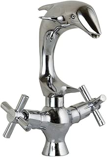 Bathroom Sink Faucets Double Handles Dolphin Shaped Hot&Cold Mixer Taps Chrome Finished - coolthings.us