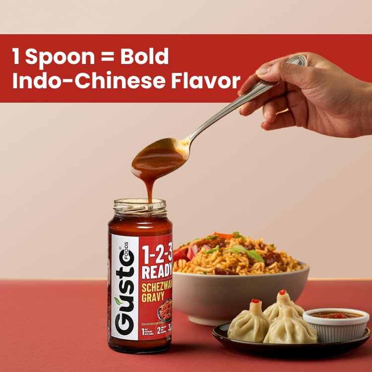 Image of Gusto Foods Combo Pack: Truffle Hot Sauce 120gm + Mango Chilli Sauce 240gm + Ready to Cook Schezwan Gravy 250gm | Spicy Pepper Blend Infused Truffle, Sweet & Sour Mango Chutney, and Easy Indo-Chinese Gravy | Perfect for Cooking, Dipping & Spreading