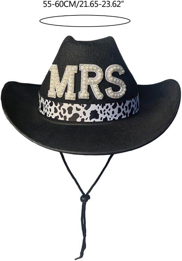 Blingbling Bride Hat Cowgirl Hat Wedding Encrusted Pearls for Wedding Engagement Bachelorette Party