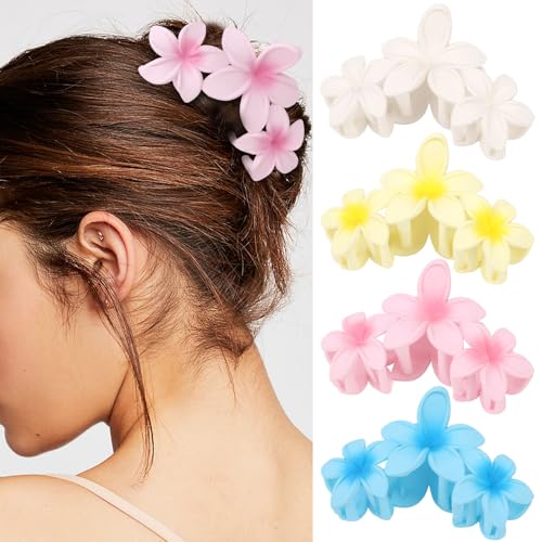 Ondder 4 Pcs Big Flower Hair Clips for Women - Large Matte Claw Clips for Thick Hair, Non-Slip Strong Hold Jaw Clips - Hair Accessories for Women and Girls
