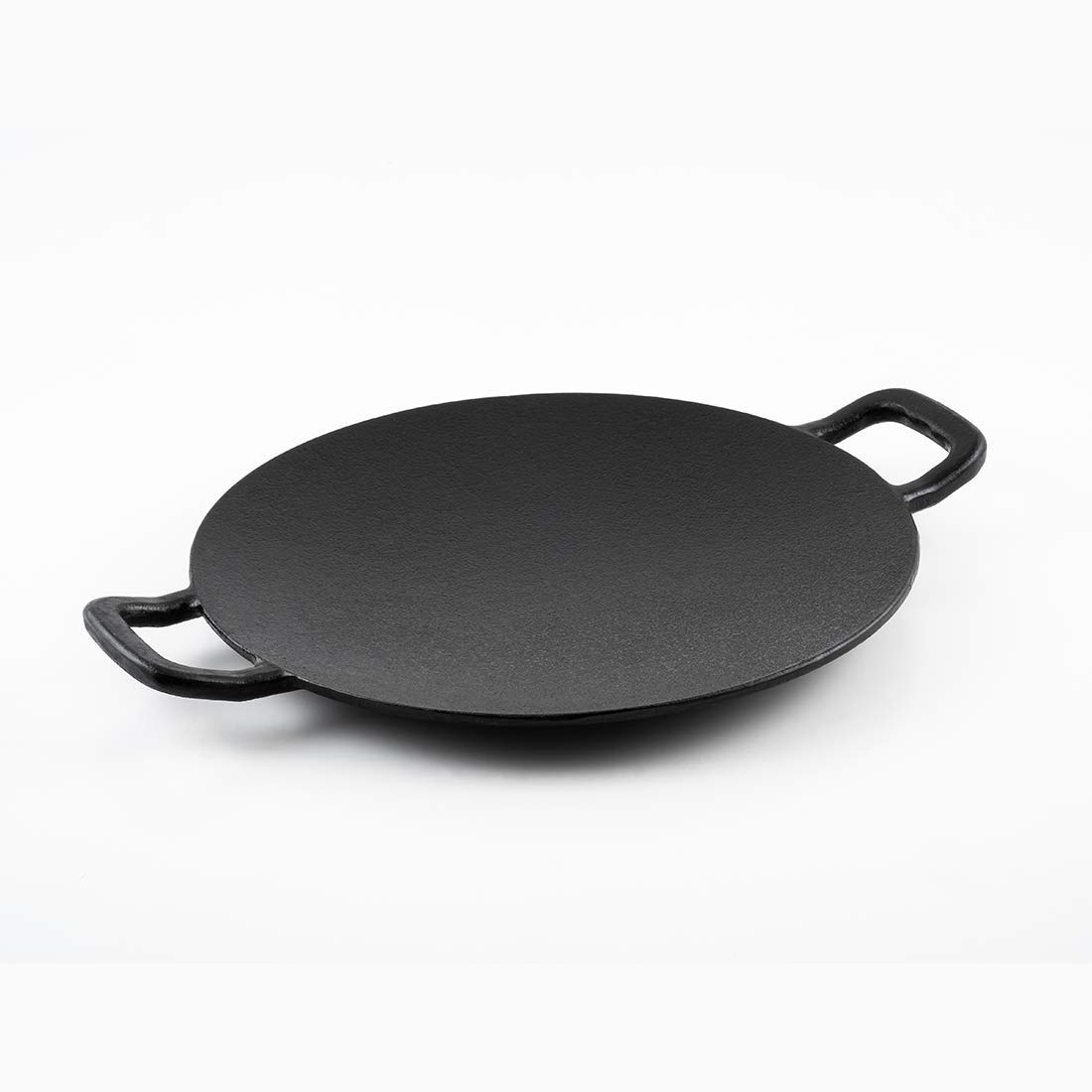 Bhagya Cast Iron Cookware Tawa Pre-Seasoned for Dosa/Roti/Chappati | Naturally Non-Sticky Double Seasoned with 100% Gingelly Oil - (11", Classic Curved Tawa, Double Loop Handle)