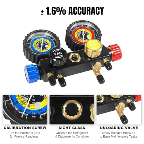 Manifold de Medidores 4 Vías para HVAC Automotriz miniatura 3