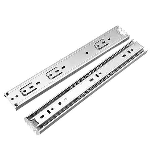 Drawer Runners 10"-22" Stainless Steel Cabinet Slides Soft Close Three-Section Drawer Rails Buffer Damper Hardware(Normal 18inch 45cm)