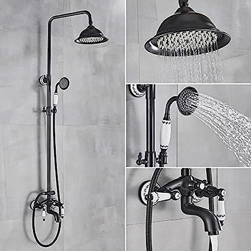 Robinet de douche noire avec mitigeur de baignoire mural et pommeau 8 pouces