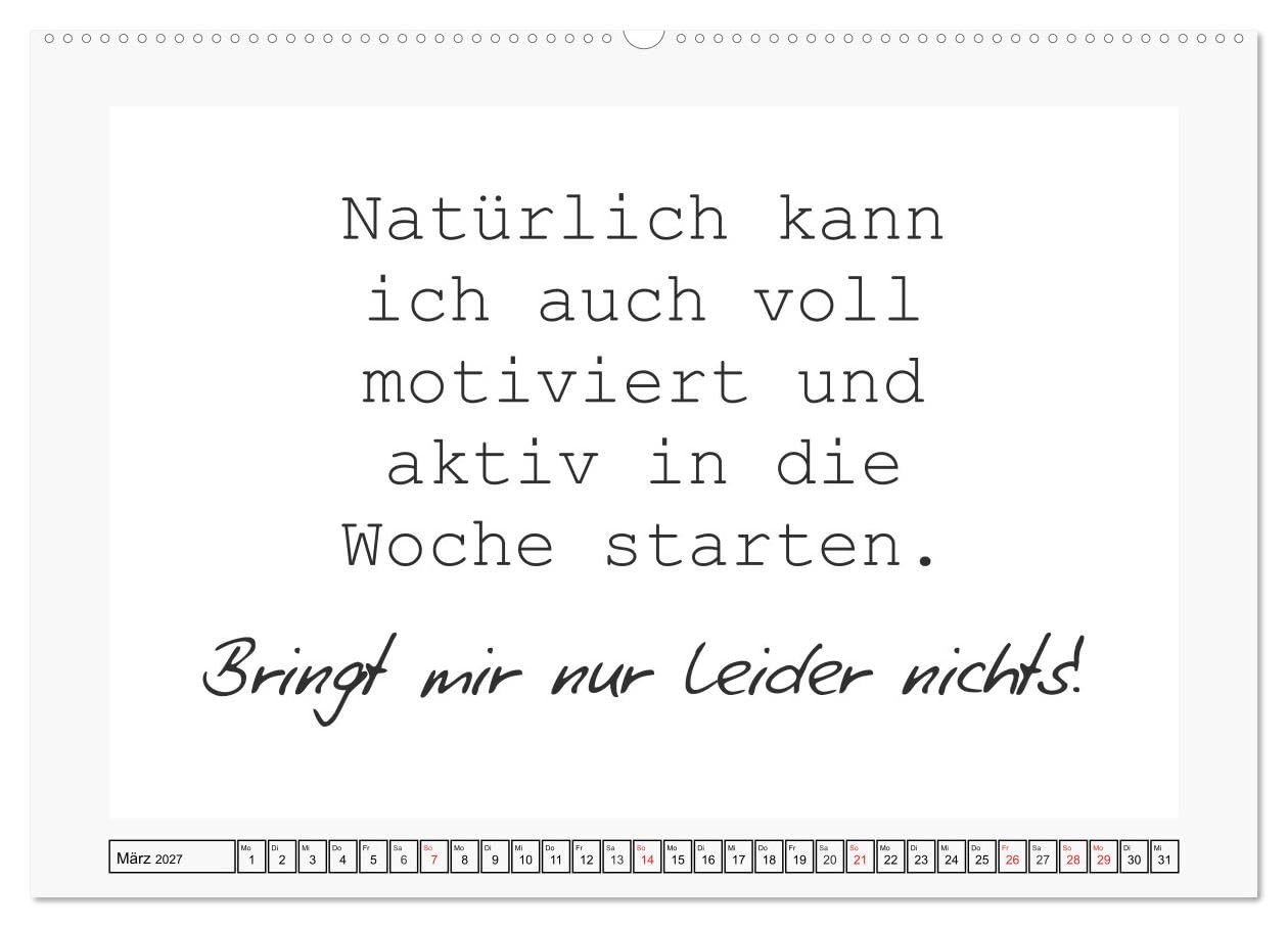 CALVENDO - Typo-Kalender für das Büro. Sarkasmus und fiese Sprüche (Wandkalender 2027 DIN A2 quer), Monatskalender: Trendiger Sprüchekalender für den Arbeitsplatz
