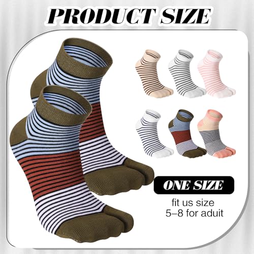 Fourluoo 6 Pairs Women\'s Flip Flop Socks Tabi Socks Two Toe Split Athletic Cotton Socks Elastic Ankle Sandal Socks for Women