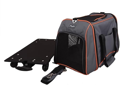Vista 58 de PETSFIT Transportador de gatos aprobado por aerolíneas con ruedas diseñado para perros pequeños/gatos con cuerda de seguridad ajustable y ruedas