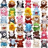 38 Pack Mini Stuffed Animals Party Favors for Kid, Small Plush Stuffed Animal Toy in Bulk for Claw Machine, Carnival Prizes, Plush Keychain Decorations, Valentines Classroom Gift, Animal Stuff Reward