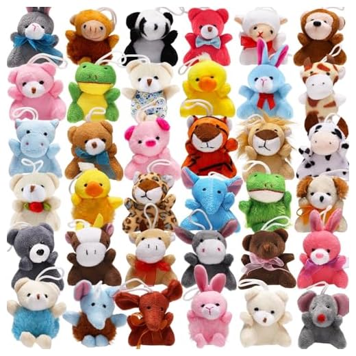 38 Pack Mini Stuffed Animals Party Favors for Kid, Small Plush Stuffed Animal Toy in Bulk for Claw Machine, Carnival Prizes, Plush Keychain Decorations, School Classroom Gift, Cute Animal Stuff Reward