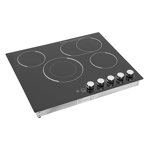 4-Burner Electric Cooktop, 110V 1200W Built-in Stove Top with 0-90mins Timer, 24" x 20" Electric Ceramic Cooktop with Knob Control, for Home, Commercial Kitchen, for Hotel, Restaurant