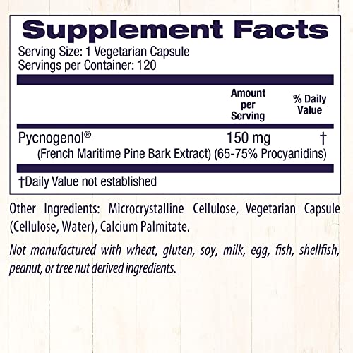Healthy Origins Pycnogenol 150 Mg (Nature's Super Antioxidant, Non-Gmo, Gluten Free, Cardiovascular Support), 120 Veggie Caps #TOP4