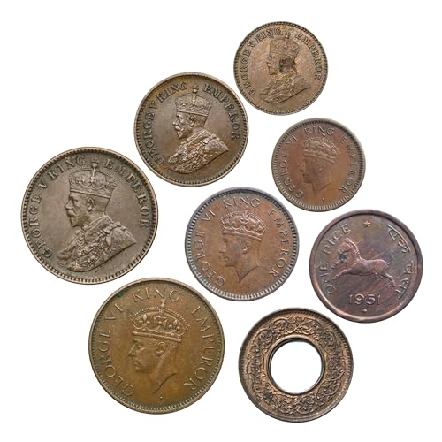 Image of COINIACS 6 Years And Up Rare Historic Gift Set Of 8 Coins, British India Collectable Copper Coins In Excellent Condition For Gifting And Collection