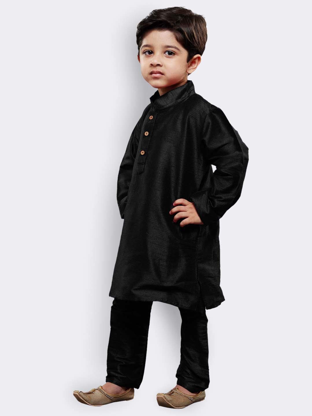 Jbn Creation Boys' Black Silk Blend Kurta And Pyjama Set_Vasbkbl001Npbl_14
