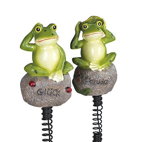 Preisvergleich Produktbild EASYmaxx Solar-Leuchten Frosch / Erdspieße mit Sprungfedern für wippende Bewegungen / Tageslichtsensor / warm-weiß leuchtender LED [Bis zu 8 Stunden Leuchtdauer]