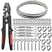 Nikang Drahtseil Crimpzange Set, Stahlseil Presszange + 30M 2mm Edelstahl Drahtseil + 4 Stück M5 Edelstahl Spannschloss + 8 Stück ösenschraube + 30 Stück klemmhülsen aus aluminium + 10 Stück Kausche