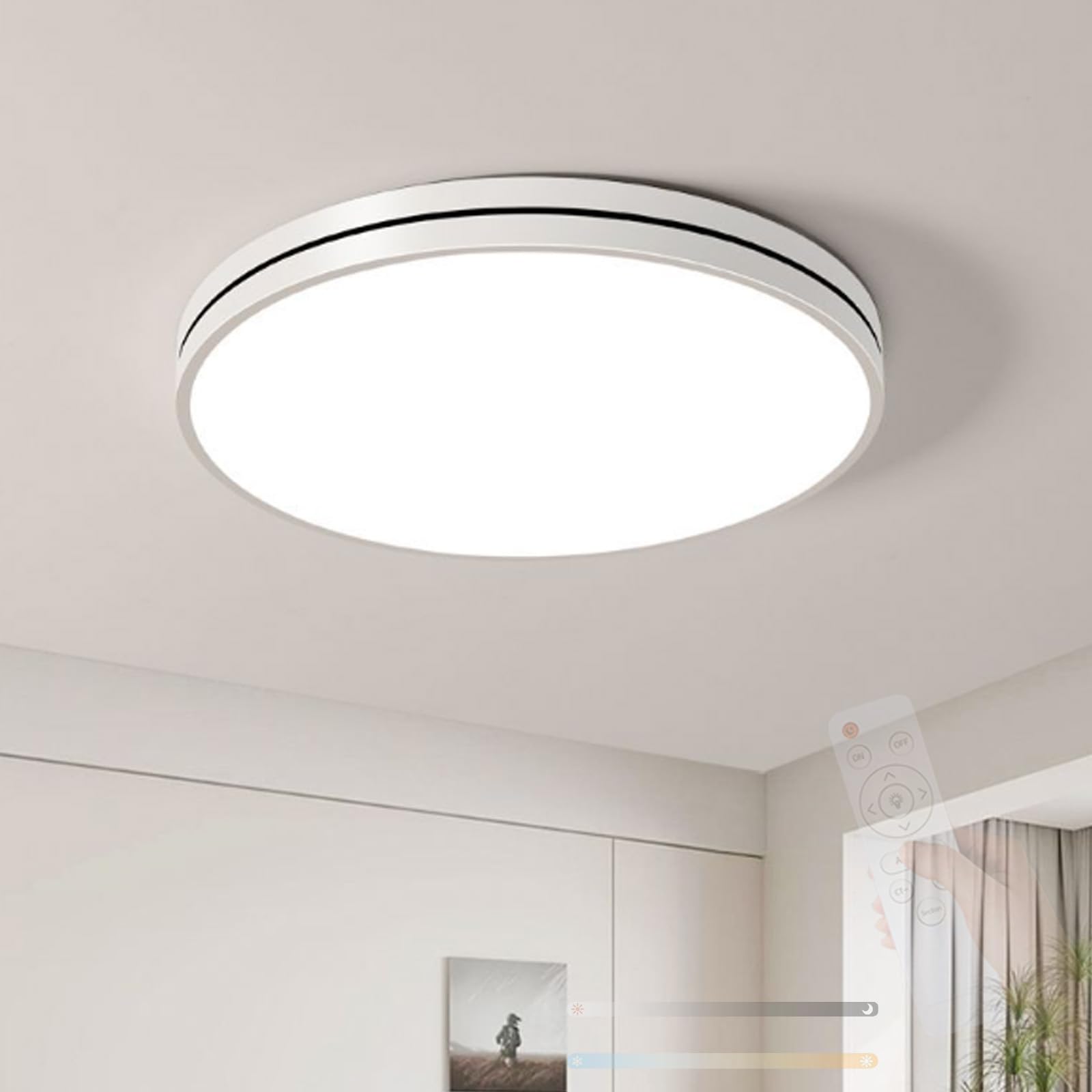 Luminaire plafonnier LED acrylique dimmable 40cm avec télécommande pour cuisine moderne - 8