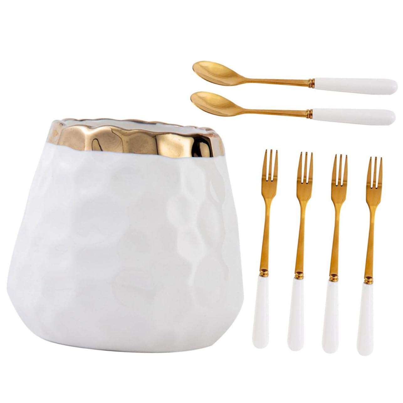 Fourchettes à apéritif inox avec support céramique lavable et compact