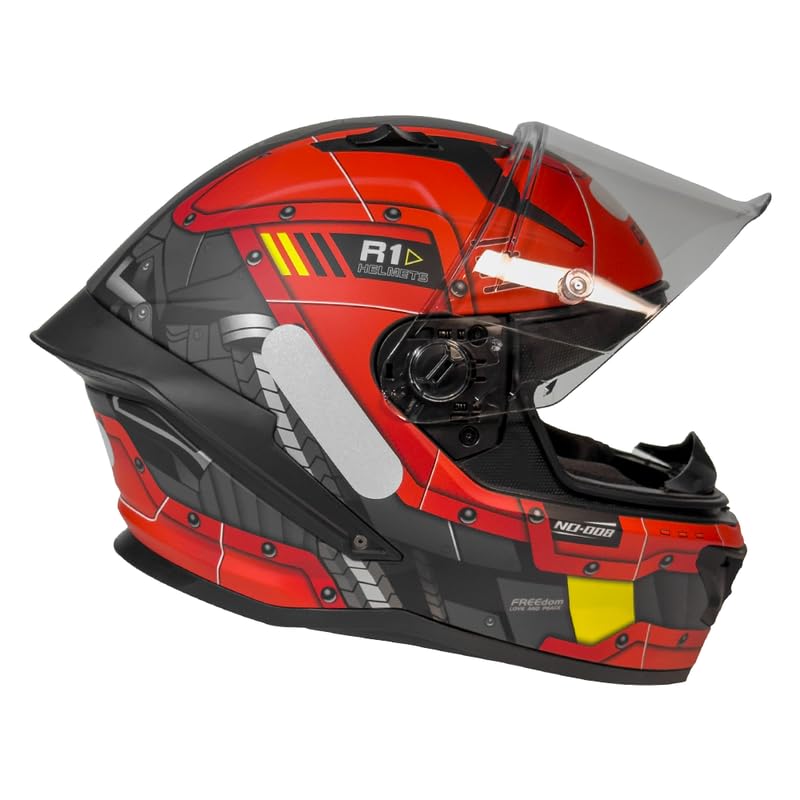Capacete de Moto GP Tech PILOT Modelo Star Trk Visual Super TOP Destaque Fechado Narigueira (VERMELHO, 60)
