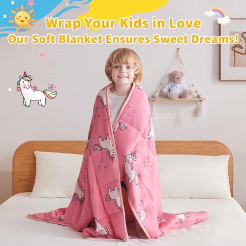 anfie Weighted Blanket Kids (36"x48" 5lbs) Weighted Blanket Cooling Blanket for Sleeping,Throw Size Breathable Blanket with Premium Glass Bead(Little Unicorn)