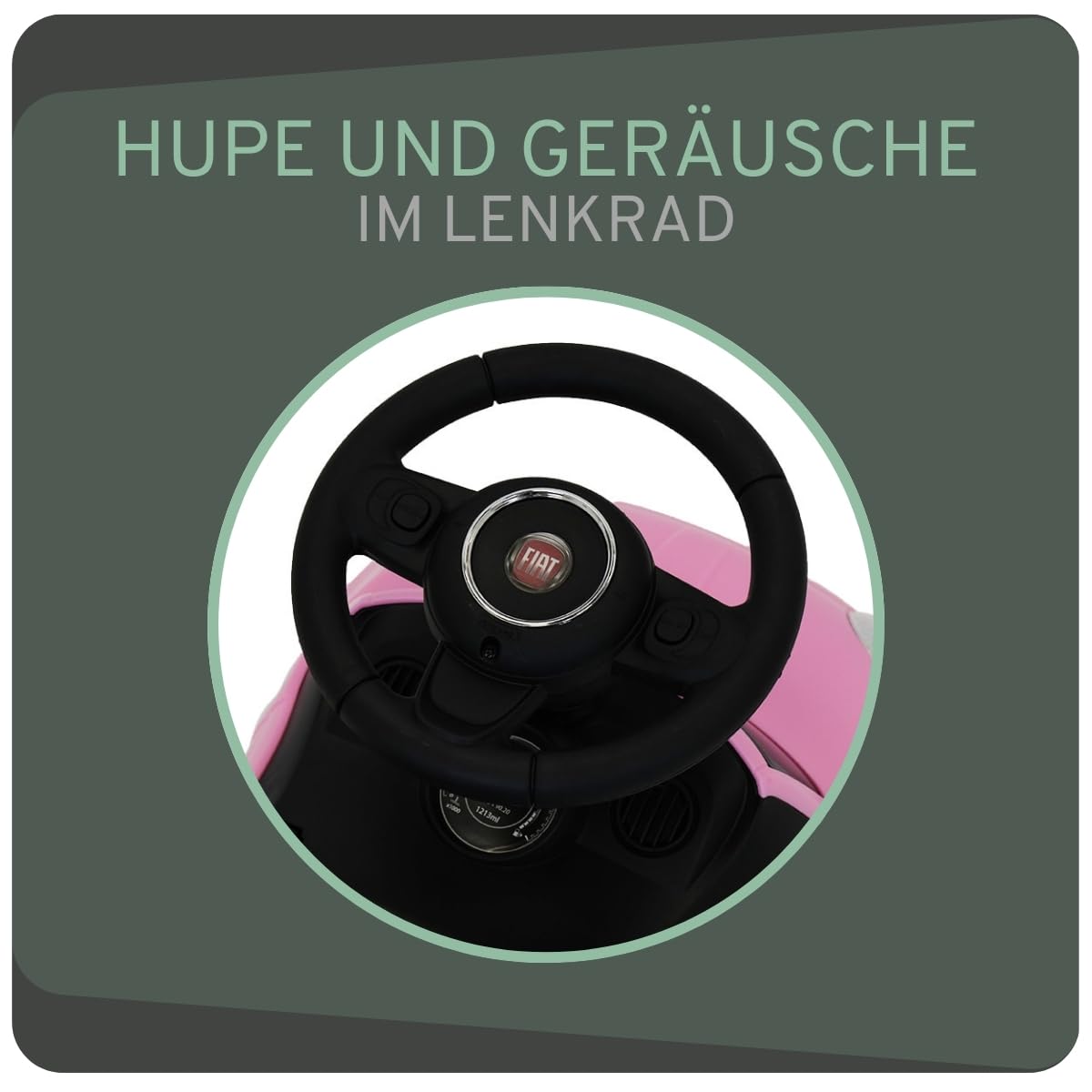 Bandits & Angels Rutschauto FIAT 500 Retro Pink ab 1 Jahr für Mädchen – Rosa Rutschauto für Kinder – mit Hupe – für drinnen und draußen