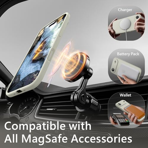 Image of FireNova Magnetic for iPhone Air Case, Compatible with MagSafe, [Integrated Silicone Camera Control Button] [Camera Protection] Microfiber Lining Phone Case for iPhone 17 Air, 6.5 inch, Stone