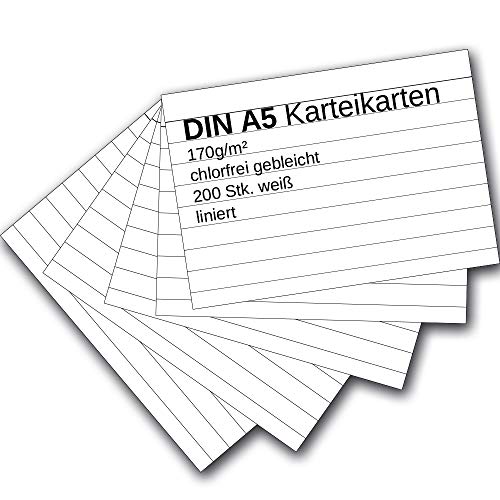 Karteikarten 200 Stück A5 weiß liniert